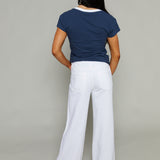 Jenna Low Slung Palazzo Jean - Optic White