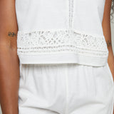 Mia Embroidered Wide Leg Pant - White