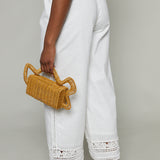 Mia Embroidered Wide Leg Pant - White