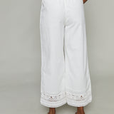 Mia Embroidered Wide Leg Pant - White
