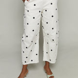 Janelle Strapless Denim Polkadot Pant Set