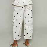 Janelle Strapless Denim Polkadot Pant Set