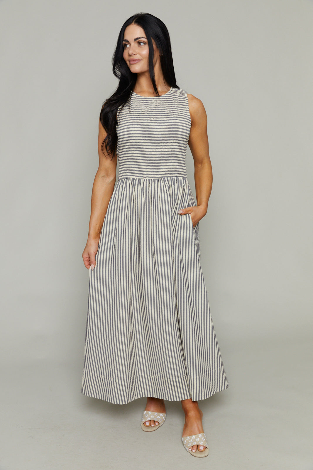 Marjorie Smocked Striped Maxi Dress