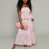 Oakley Striped Smocked Spaghetti Top