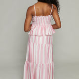 Kathryn Striped Smocked Midi Skirt