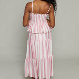 Oakley Striped Smocked Spaghetti Top