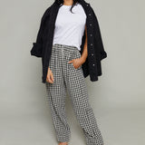 Felicity Gingham Elastic Pants - Black/White