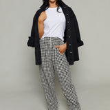 Felicity Gingham Elastic Pants - Black/White