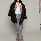 Felicity Gingham Elastic Pants - Black/White