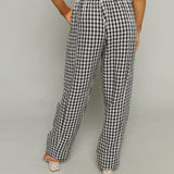 Felicity Gingham Elastic Pants - Black/White
