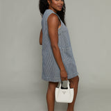 Hunter Striped Button Front Denim Dress - Railroad Stripe Denim