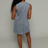 Hunter Striped Button Front Denim Dress - Railroad Stripe Denim