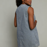 Hunter Striped Button Front Denim Dress - Railroad Stripe Denim