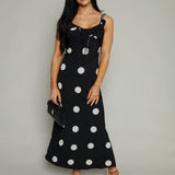 Roslyn Polka Dot Satin Midi Slip Dress