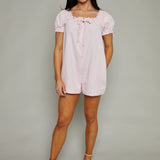 Darci Blush Denim Puff Sleeve Romper