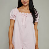 Darci Blush Denim Puff Sleeve Romper