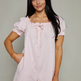 Darci Blush Denim Puff Sleeve Romper