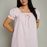 Darci Blush Denim Puff Sleeve Romper