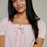 Darci Blush Denim Puff Sleeve Romper