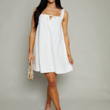 Ingrid Gathered Neckline Mini Dress - White