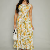Cornelia Floral Scoop Neck Midi Dress
