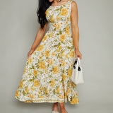 Cornelia Floral Scoop Neck Midi Dress