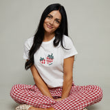 Aoife Short Sleeve Strawberry Baby Tee -White/Red