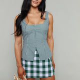 Evelyn Gingham Sleeveless Vest