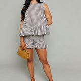 Azalea Striped Tent Top with Ruffles