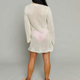 Rivi Crochet Seashell Long Sleeve Cover Up Dress