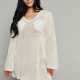 Rivi Crochet Seashell Long Sleeve Cover Up Dress