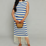 Ezzie Crochet Striped Gathered Top