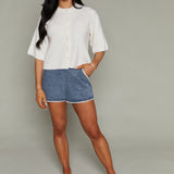 Marley High Waisted Eyelet Trimmed Short