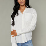 Easton Solid Linen Button Up - White