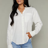 Easton Solid Linen Button Up - White