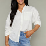 Easton Solid Linen Button Up - White