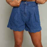 Selene Scalloped Pin Dot Denim Short