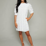 Dorthy Scalloped Crochet Mini Dress