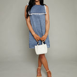 Hilda Denim Mini Dress with Eyelet Collar
