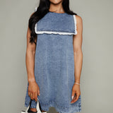 Hilda Denim Mini Dress with Eyelet Collar