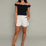 Elsa Floral Off the Shoulder Top - Black