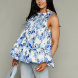 Calla Floral Sleeveless Peplum Top