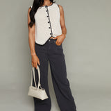 Lenny Crochet Button Front Sweater Vest