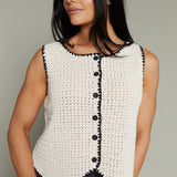 Lenny Crochet Button Front Sweater Vest