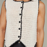 Lenny Crochet Button Front Sweater Vest