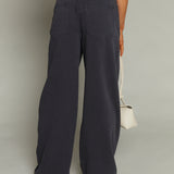 Brooks High Rise Linen Bowed Wide Leg Pant - Bristol Black