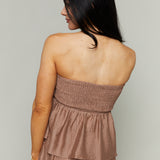 Jessica Crinkle Strapless Peplum Top