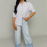 Paige Striped Linen Button Up Top