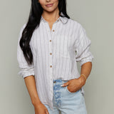 Paige Striped Linen Button Up Top
