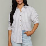 Paige Striped Linen Button Up Top